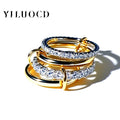 New 18K Gold Plating Stainless Steel Cubic Zirconia Multi-Link Connected Stackable Ring Women Statement Multi-Layer Stack Jewelry