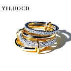 New 18K Gold Plating Stainless Steel Cubic Zirconia Multi-Link Connected Stackable Ring Women Statement Multi-Layer Stack Jewelry