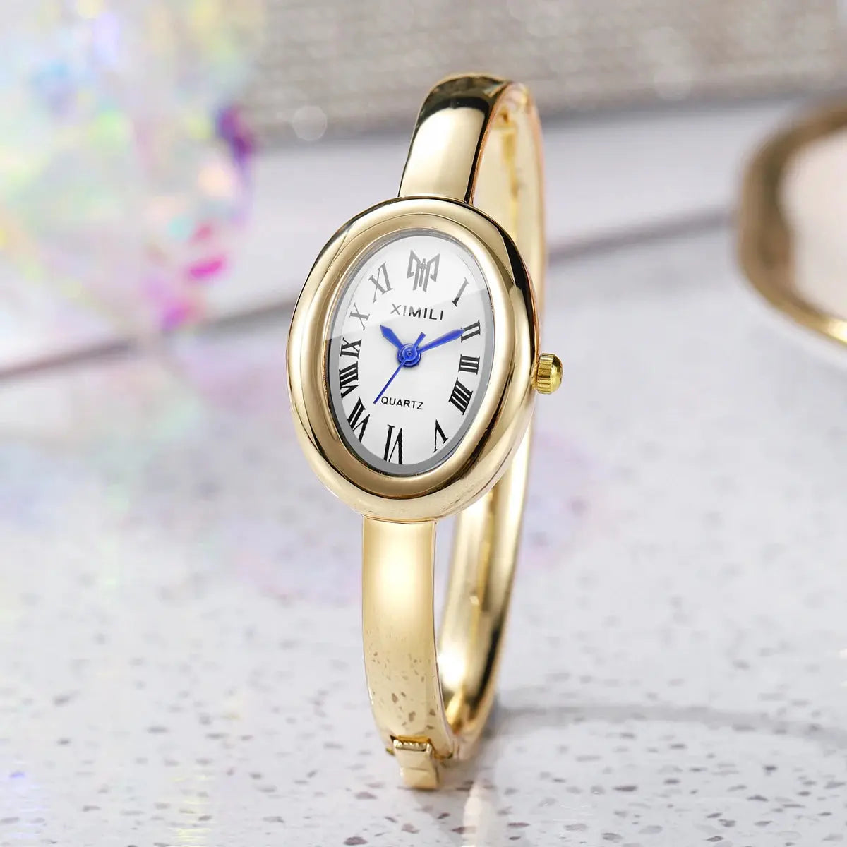 Elegant Oval Roma Dial Quartz Watch Fashion Bracelet Strap Ladies Wristwatch mbzr