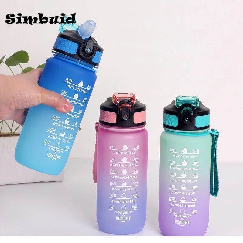 600ML Sports Water Bottle with Time Marker Leak-proof Cup Motivational Portable Water bottle for Outdoor Sport Fitness mbzr
