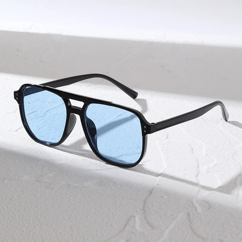 2026 New Retro Double Beam Sunglasses Fashion Trendy Outdoor UV Protection Sunscreen Sunglasses For Women And Men Daily Commuting Travel Wear