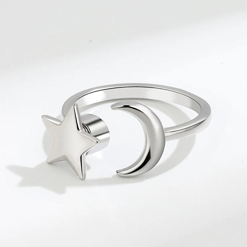 Anti Stress Anxiety Fidget Rings for Women Satinless Steel Spinner Sunflower Sun Star Ring Trendy Jewelry