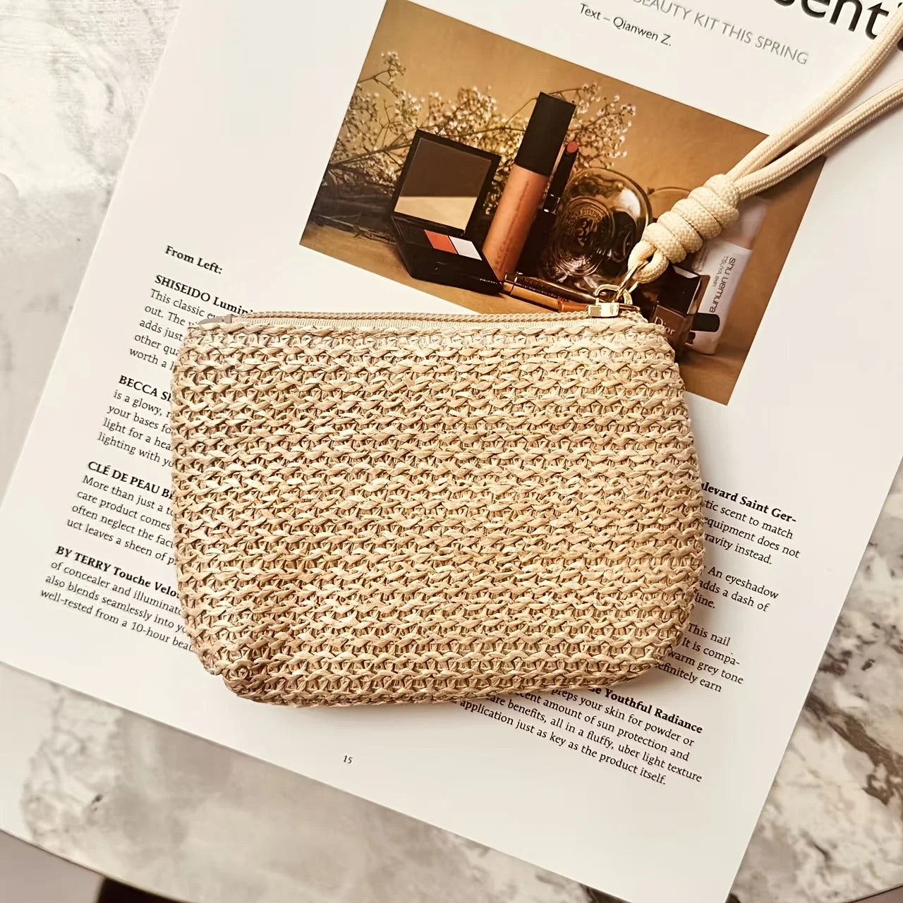 Straw Woven Mini Coin Purse – Japanese Minimalist Wrist Pouch mbzr