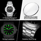 POEDAGAR Square Luxury Men Wristwatch Waterproof Luminous Date High Quality Stainless Steel Male Clock Business Sports Quartz Watches For Men Reloj Hombre mbzr