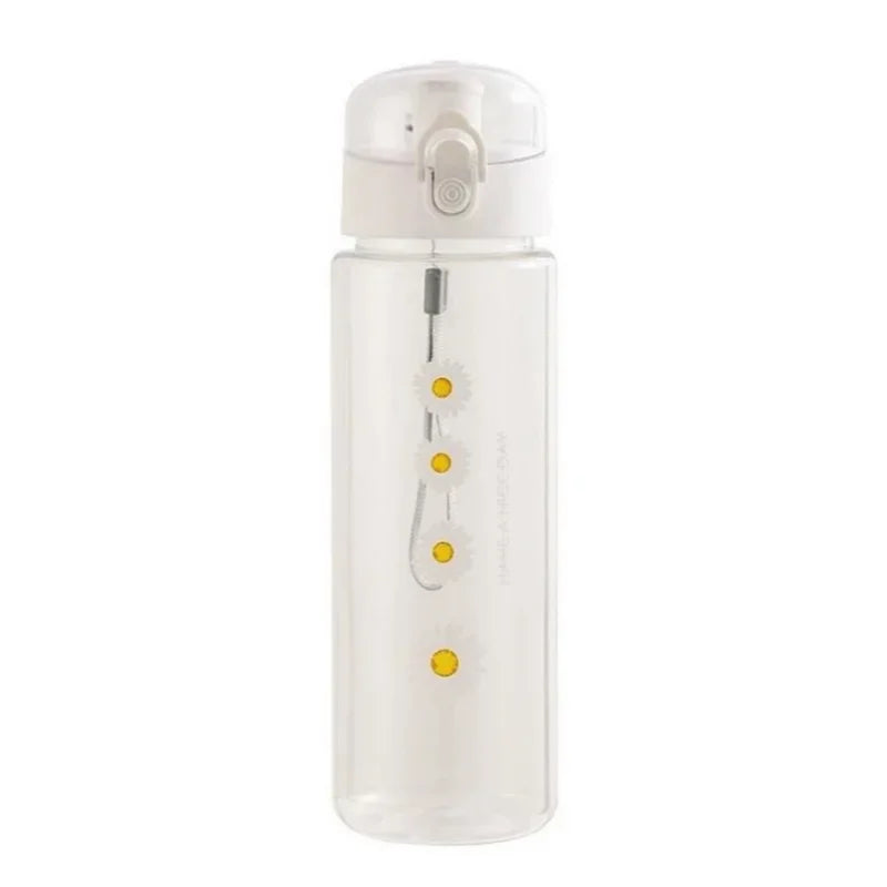 780ml Daisy Flower Plastic Water Bottle Sports Transparent Water Bottle Portable Gym Travel Clear Leakproof Drinking Bottle mbzr