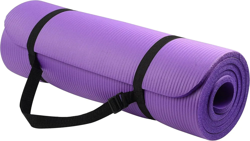 Extra Thick 1/2-Inch Yoga Mat with Carrying Strap and Blocks, Non-Slip Exercise Mat for All Shapes mbzr