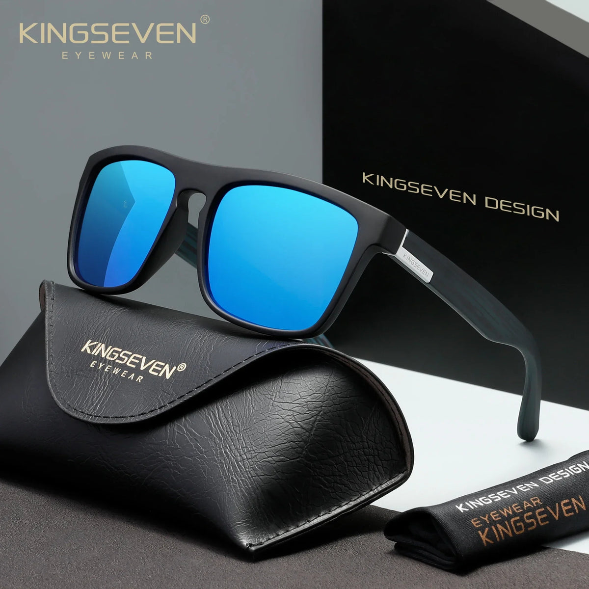 KINGSEVEN Sports Square Frames Sunglasses Women Men Driving Polarized UV400 Outdoor Protective Fashion Glasses Causal Eyewear