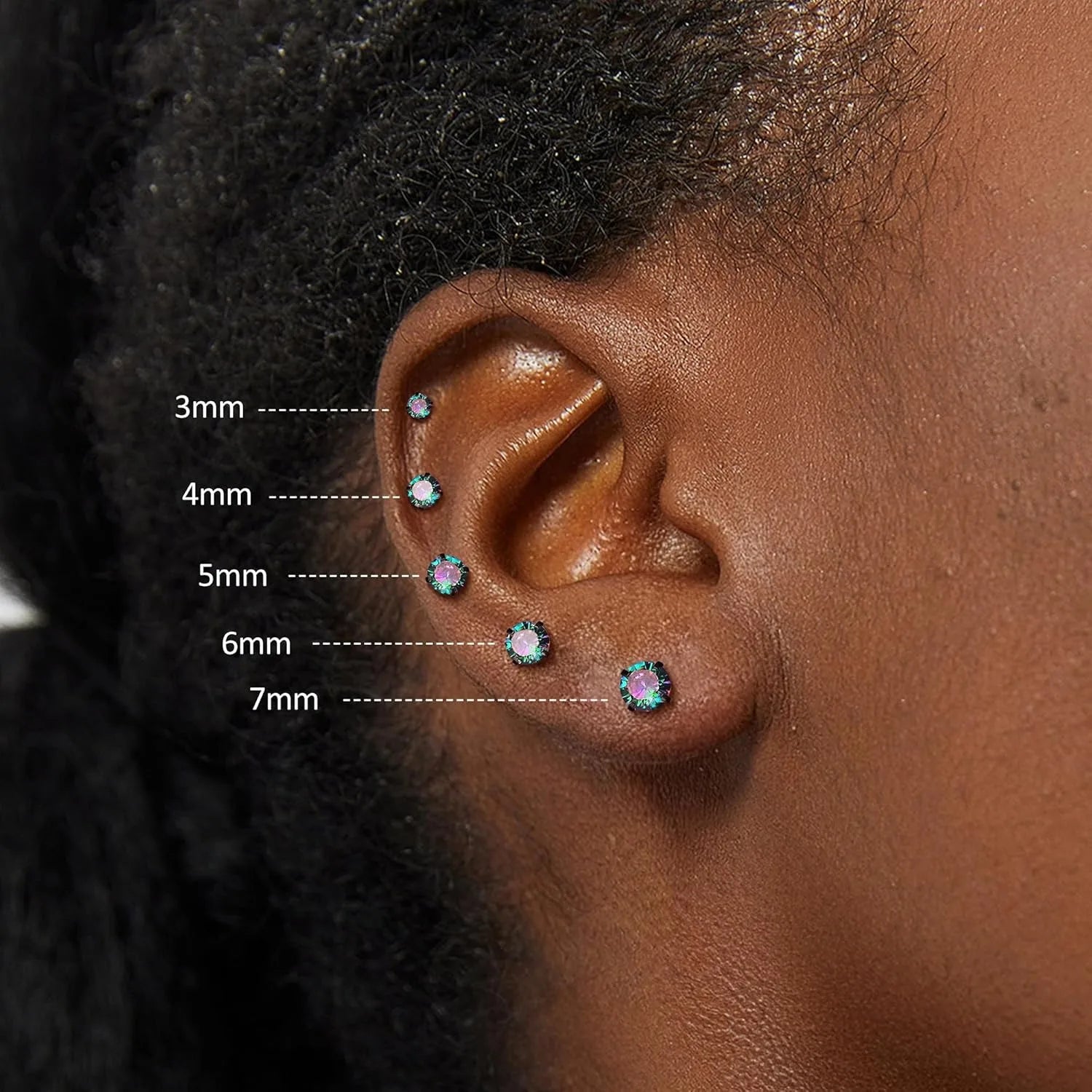 G23 Titanium Screw Back 20G 5A Cubic Zirconia Earrings Studs for Women Men Double Side Earrings Piercing Sleeper Studs Jewelry