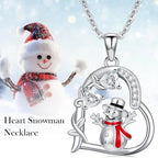 Huitan Designed Snowman Heart Pendant Necklace Red Enamel Winter Jewelry