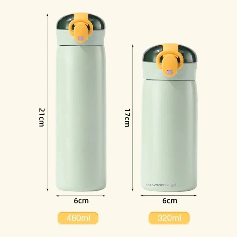 304 Stainless Steel Thermos Cup with Straw, 320/460ml Insulated Water Bottle, Leak Proof Travel Mug Vacuum Flask mbzr