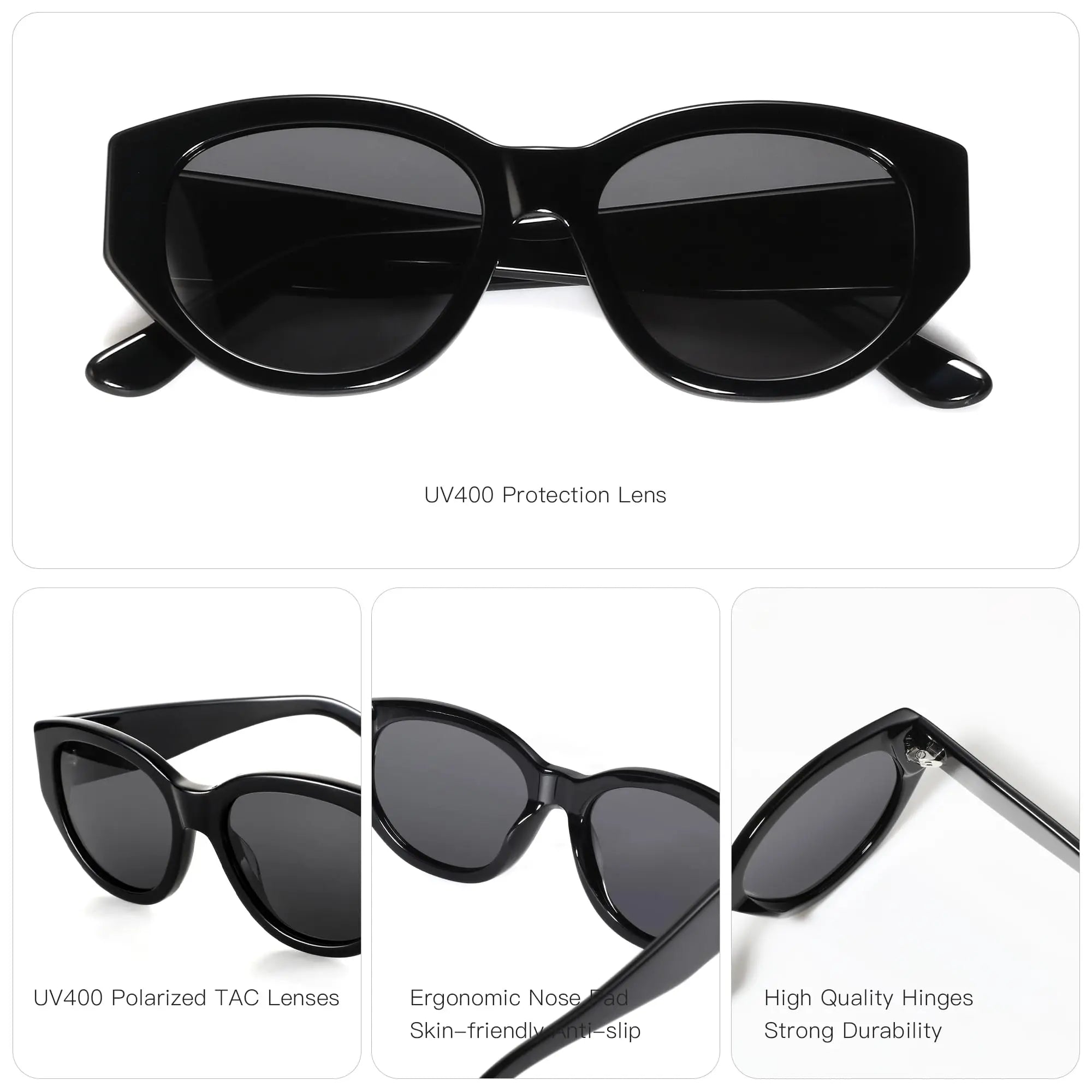 ZENOTTIC Women Polarized Sunglasses Trendy: Classic Sun Glasses Ladies Cat Eye Frame - Retro Cute Shades UV400 Protection