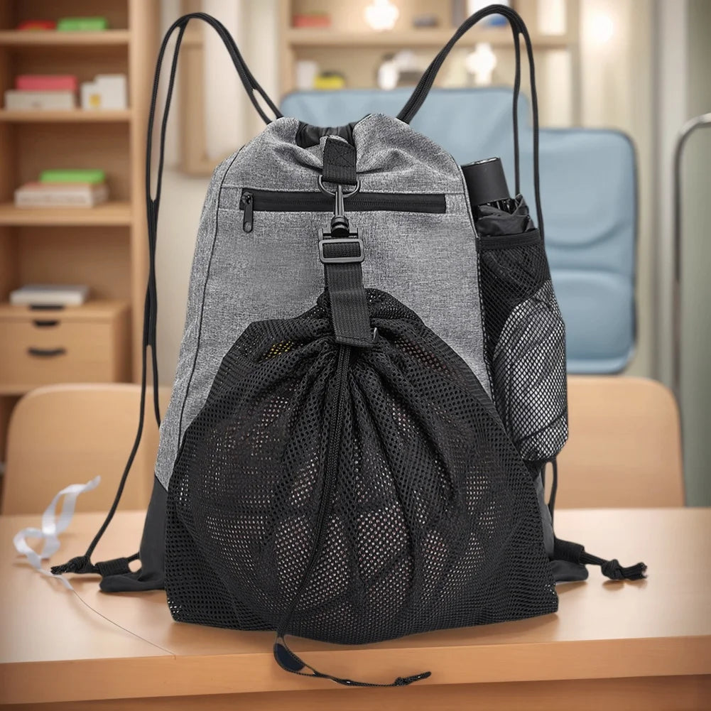 Foldable Soccer Backpack with Detachable Mesh Bag Gym Sackpack Large Capacity Nylon Ball Backpack Volleyball Baseball Yoga Bag