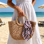 Straw Woven Handbags Beach Bag Handmade Woven Bucket Bag Shopping Tote Bag mbzr