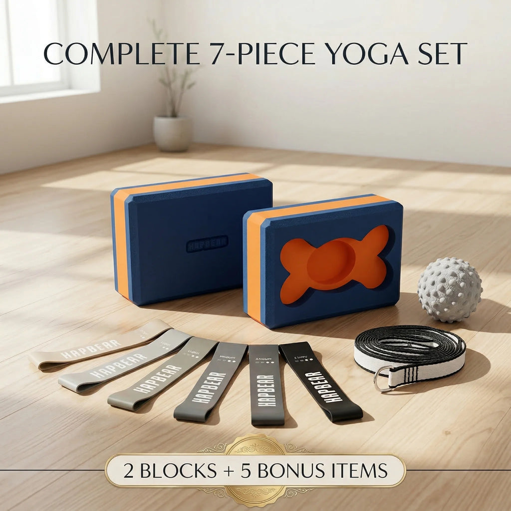 HAPBEAR Yoga Blocks 2 Pack - 9x6x3in High-Density EVA Foam with Non-Slip Textured Surface, Supportive for Deep Stretching & Lightweight - Ideal for Yoga, Pilates, Stretching Exercises mbzr
