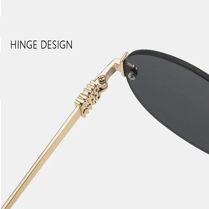 Oval Frameless Sunglasses 2025 New Sunglasses Retro Sunglasses Trendy Concave Style Hot Girl 7819 mbzr