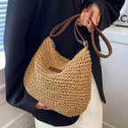 Elegant Light Paper Rope Bag - Bohemian Handmade Style, Hot-Selling Beach/Casual Bag (Crossbody & Shoulder Tote) mbzr
