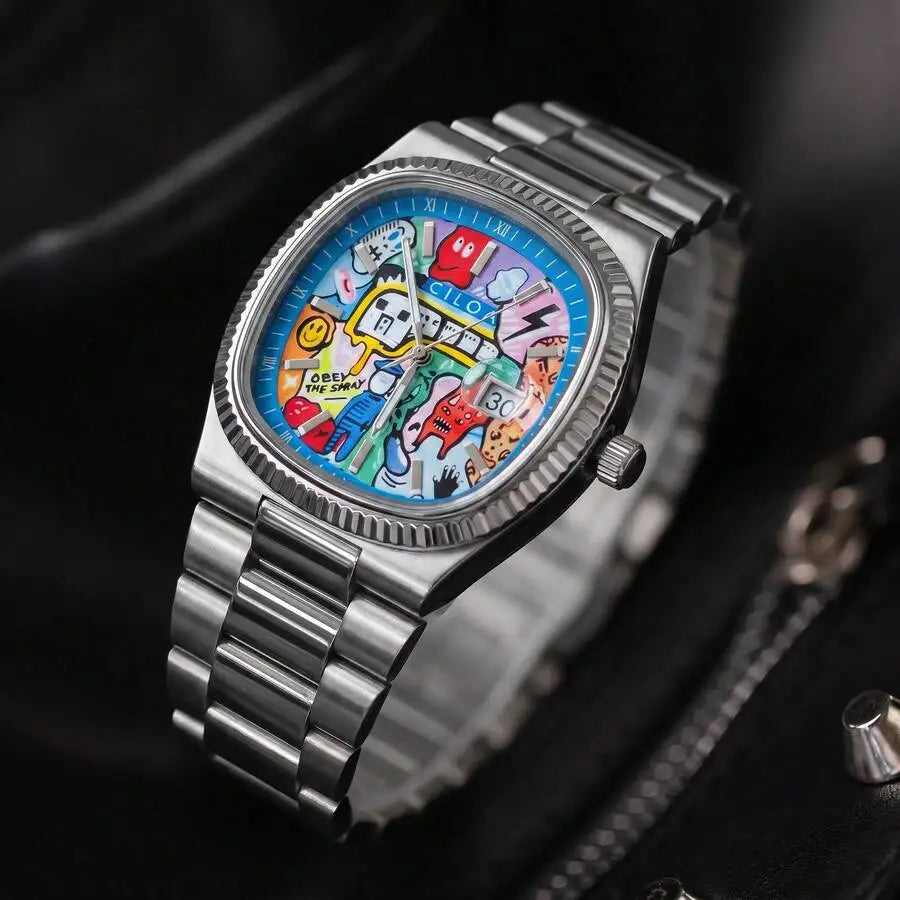 1pc CILOA Men's High-Quality Cartoon Dial Waterproof Quartz Watch, Everyday Wear
