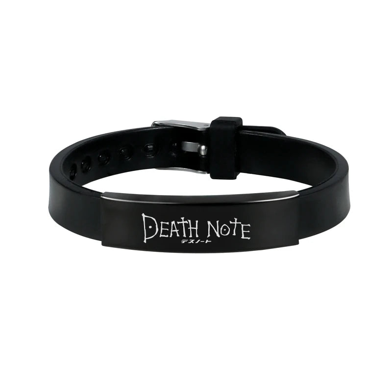 Anime Death Note Black Silicone Cuff Bangle Stainless Steel Bracelets Gift Jewelry for Women and Men Fans Collection