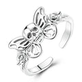 Retro-Style 925 Sterling Silver Open Ring – Hollow Skull & Butterfly, Punk Jewelry Accessory for Women mbzr