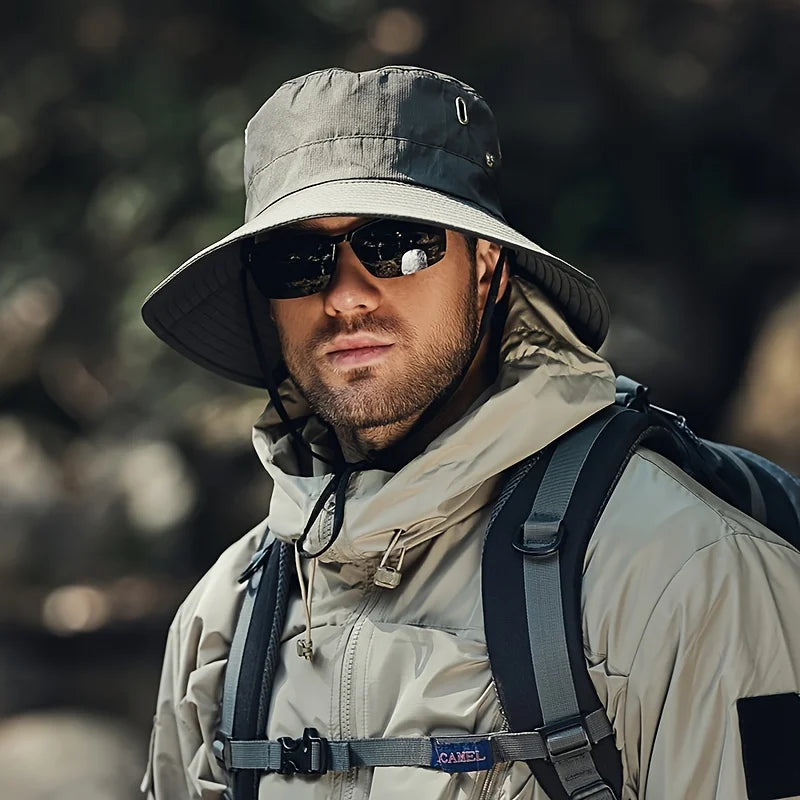 Versatile Outdoor Fisherman Hat, Sunscreen Waterproof Breathable Adjustable Camping Cap