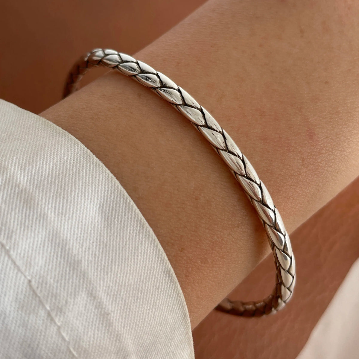 Chain and Link Bracelets Vintage Handmade Simple Retro Black Stone 925 Silver
