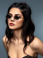 Retro Small Oval Metal Sunglasses For Women UV Protection Fashion Eyewear Outdoor Travel Beach