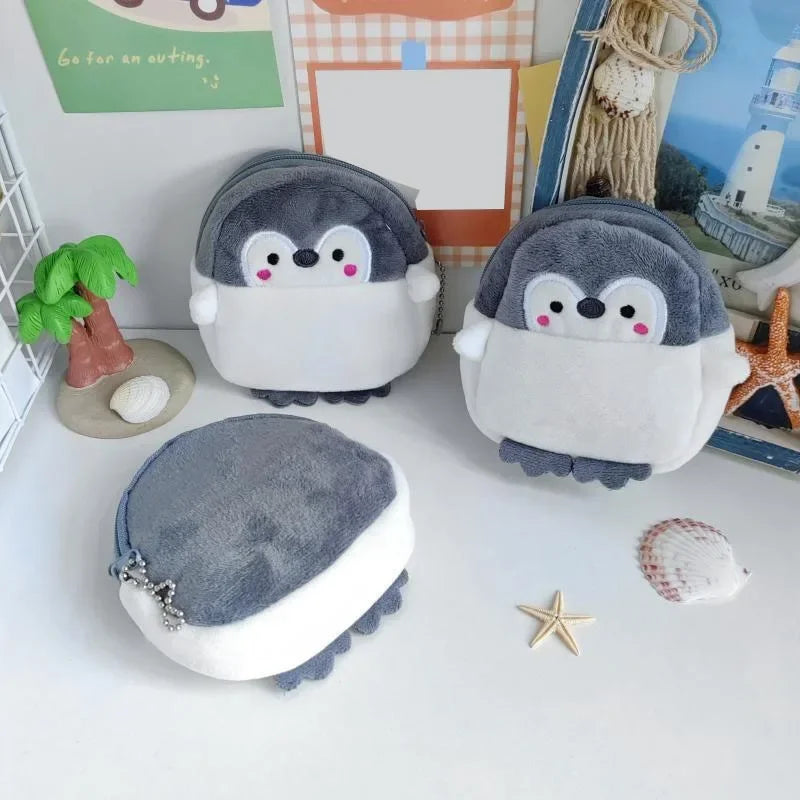 Cartoon Cute Animal Fish Chick Coin Purse Kawaii Wallet Plush Coin Bag Key Earphone Coin Organizer Pouch Zipper Bag Kids Gifts