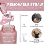 2L Water Bottle With Straw Large Capacity Sports Water Bottle Travel Fitness Sports Portable Drinking Bottles With Time Marker mbzr