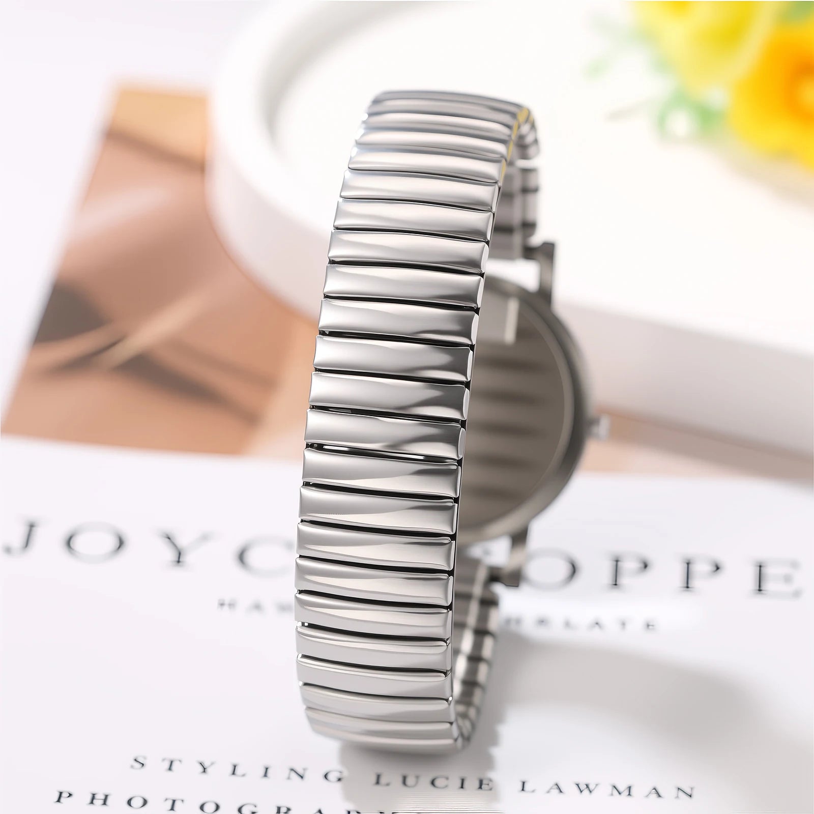 Women's Bohemian Analog Quartz Watch, 250th Anniversary Dial Design, Roman Numeral Markers, Stainless Steel Elastic Expandable Band, Easy Slip-On All-Season Casual Wristwatch mbzr