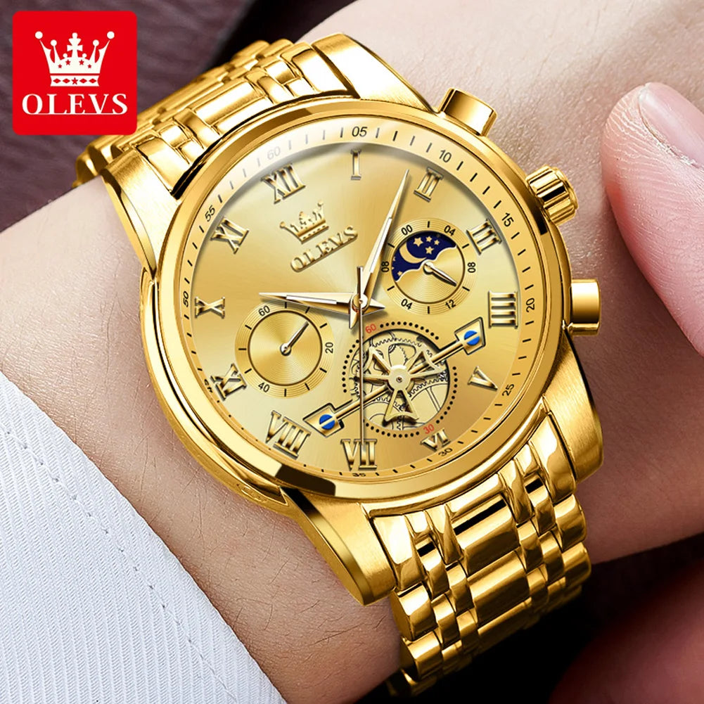 OLEVS 2859 Brand original authentic watches for man luxury Gift Box Steel band multifunctional quartz men's watch mbzr