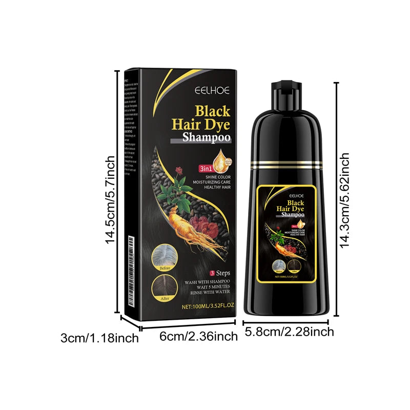 2pcs Black Hair Colouring Shampoo Natural Herbal Essence 3 in 1 Colouring Shampoo Clean Dandruff Removing for Covering White mbzr