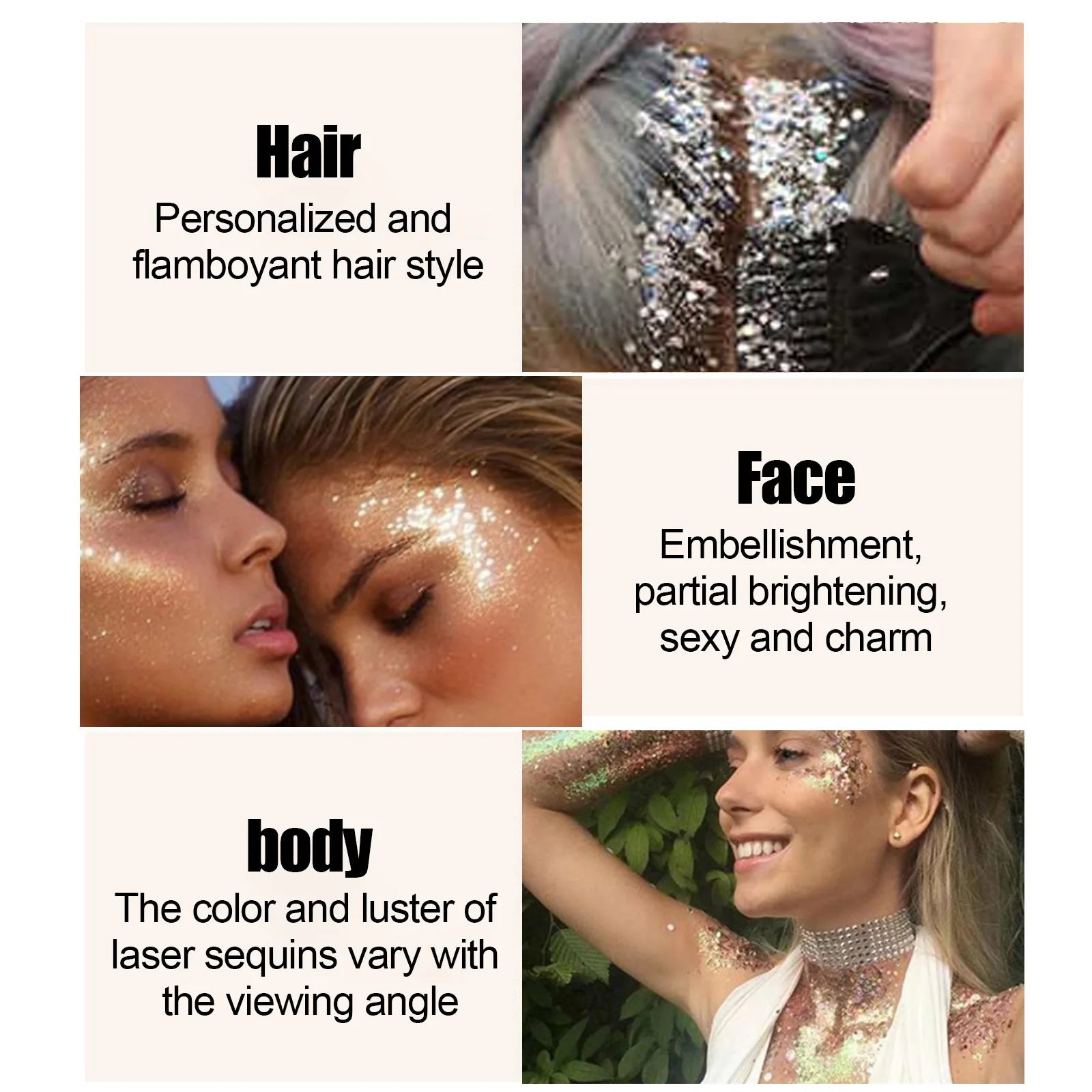 Body Glitter Gel Sequins Long Acting Face Eyes Hair Prom Party Mermaid Scales Not Easy To Take Off Makeup mbzr
