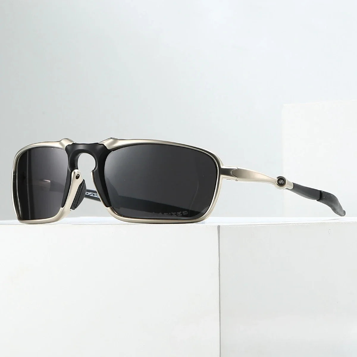 Outdoor Polarized Glasses Xmetal Badman Alloy Polygonal Glasses Silver Frame Polarized Goggles Cycling Outdoor Sports Goggles mbzr