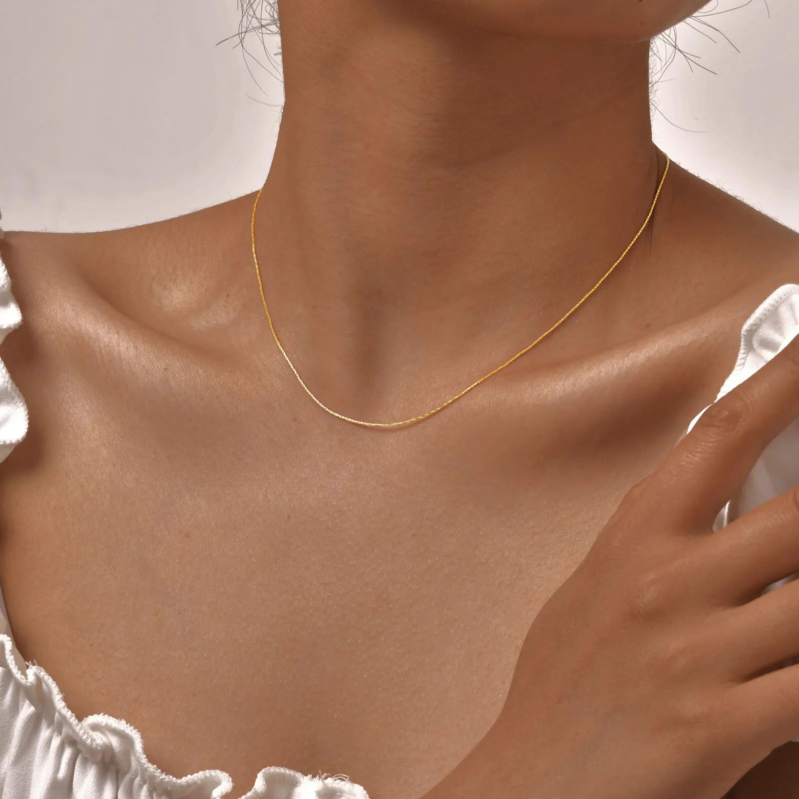 Vnox Simple Fashion Stainless Steel Chain Necklace For Women Girls Gold Plated Lightweight Choker Trendy Jewelry Party Gift