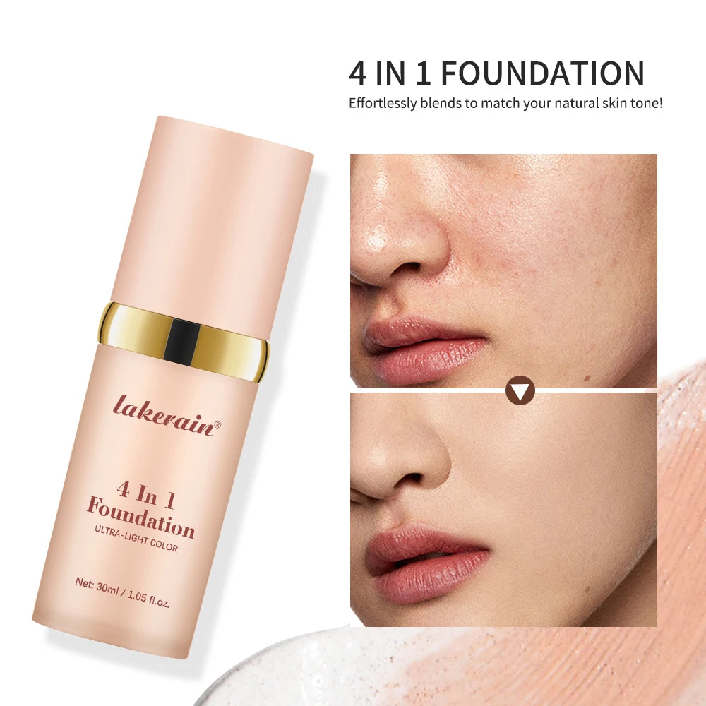 2pcs Waterproof Color Changing Foundation 4 in 1 SPF 30 Hydrating Long Lasting Brightening Concealer Coverage Makeup mbzr