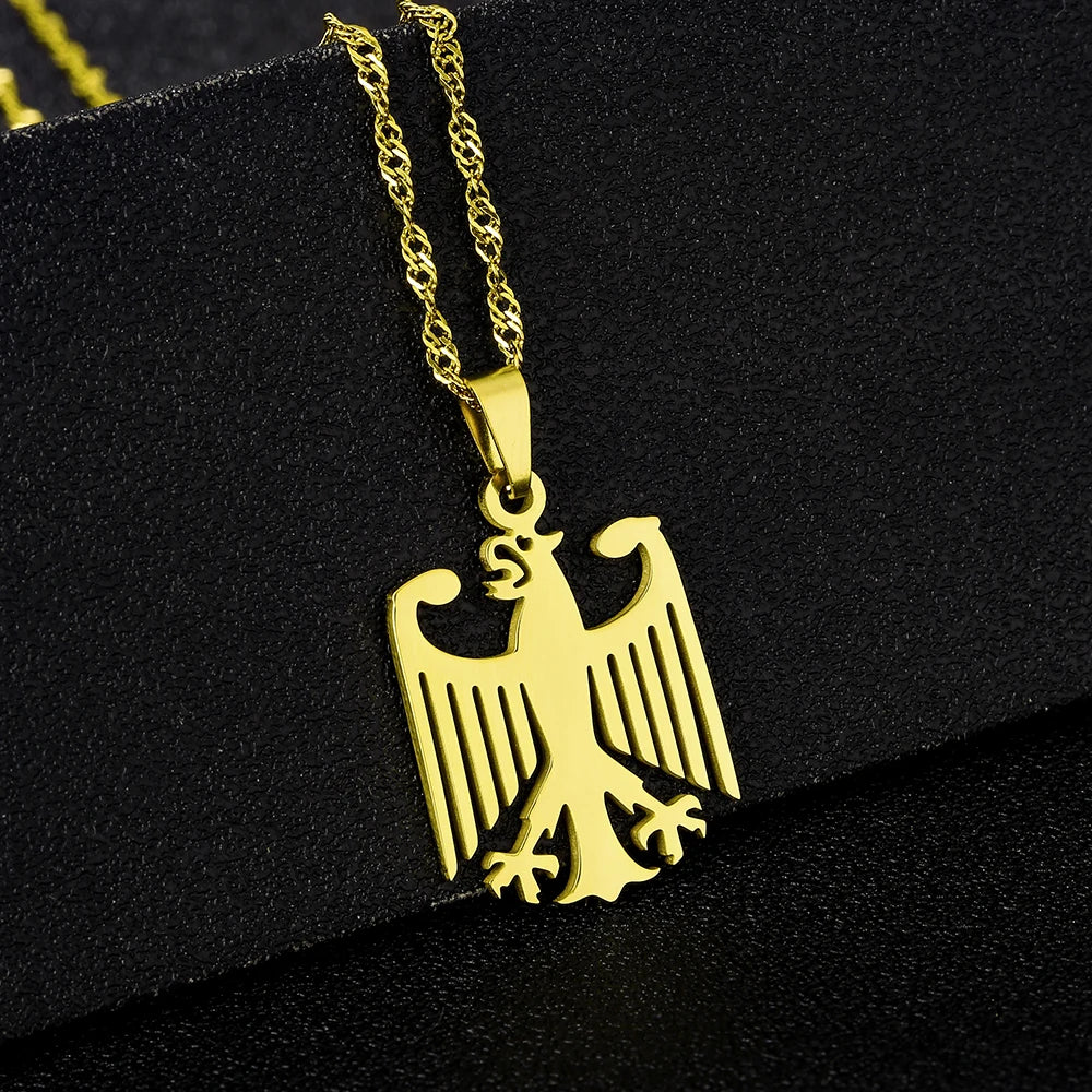 2025 Trendy US EU Hot Sale Stainless Steel Germany Eagle Pendant Necklace Unisex Couple Ethnic Style Patriotic Jewelry Gift
