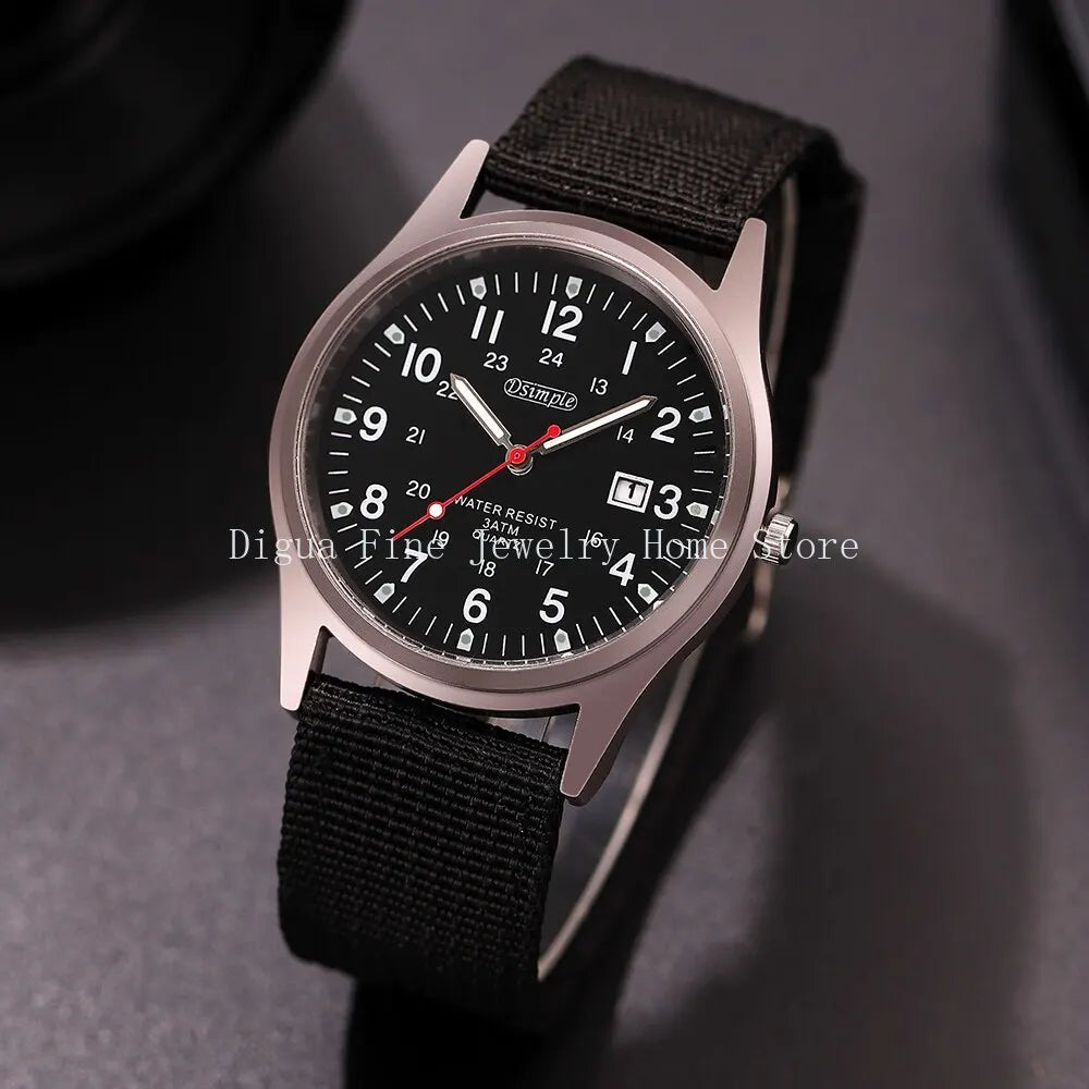 Fashion Mens Watches Luminous Hands Clock Luxury Military Sports Calendar Quartz Wristwatch Men Casual Nylon Watch Reloj Hombre mbzr