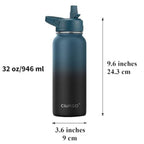 Insulated Water Bottle With Straw, Stainless Steel Sports Water Cup Flask with 3 Lids Straw, Spout and Handle Lid,Wide Mouth Tr mbzr