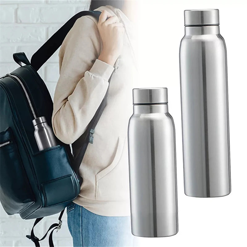 Portable Sports Water Bottle 650ML 1000ML Stainless Steel Single Wall Large Capacity Kettle Outdoor Bicycle Sports Drinking mbzr