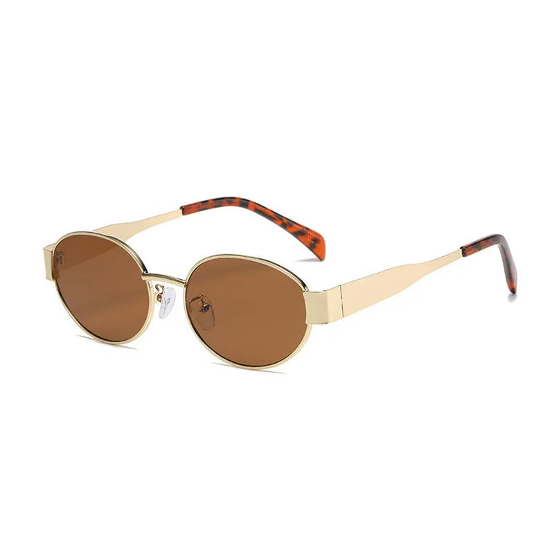 Retro Steampunk Sun Protection Sunglasses Vintage New Women's Metal Oval Sunglasses Ladies Classic UV400 Sunscreen Eyewear