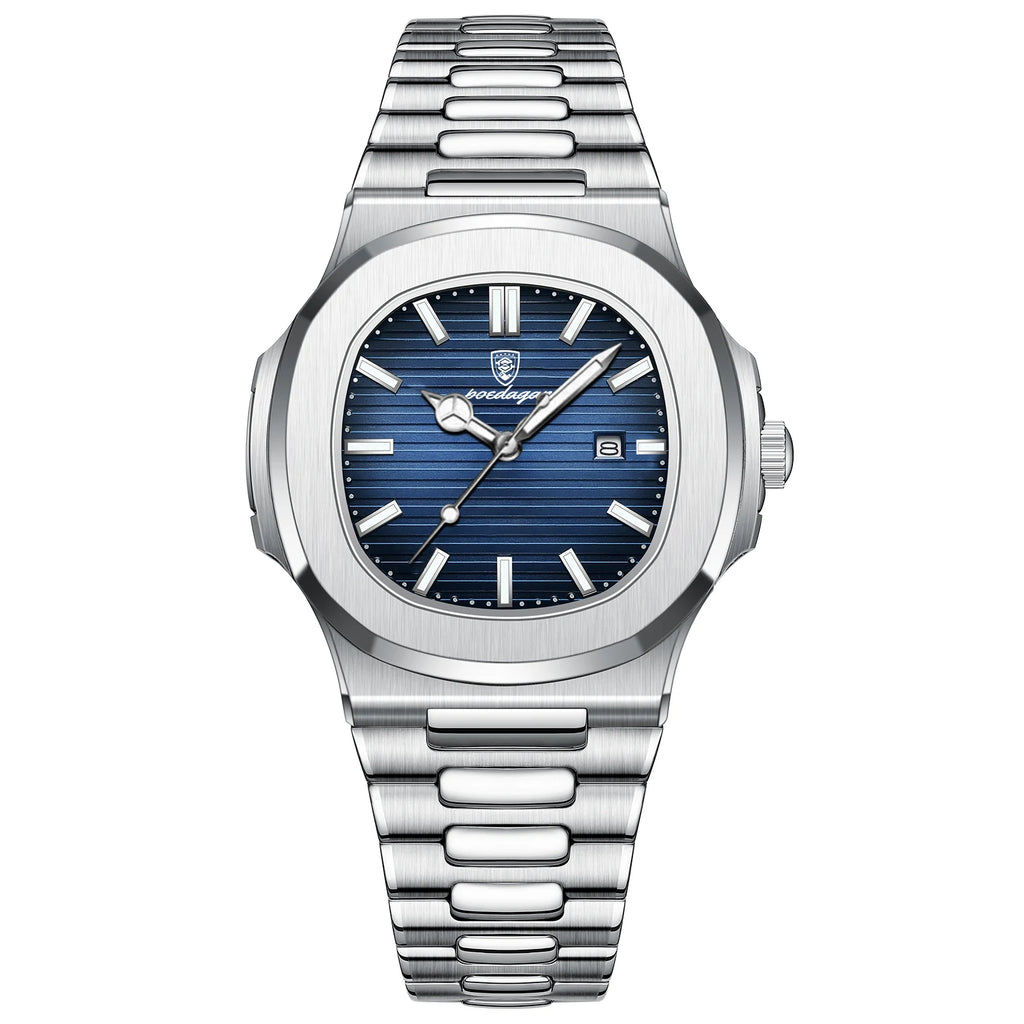 POEDAGAR Square Luxury Men Wristwatch Waterproof Luminous Date High Quality Stainless Steel Male Clock Business Sports Quartz Watches For Men Reloj Hombre mbzr