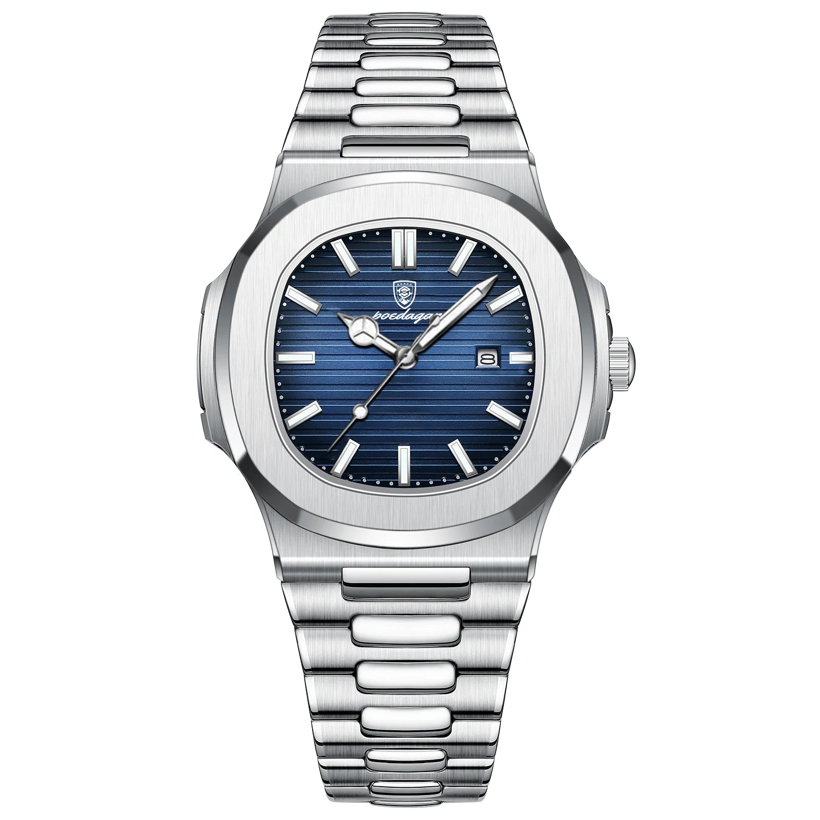 POEDAGAR Square Luxury Men Wristwatch Waterproof Luminous Date High Quality Stainless Steel Male Clock Business Sports Quartz Watches For Men Reloj Hombre mbzr