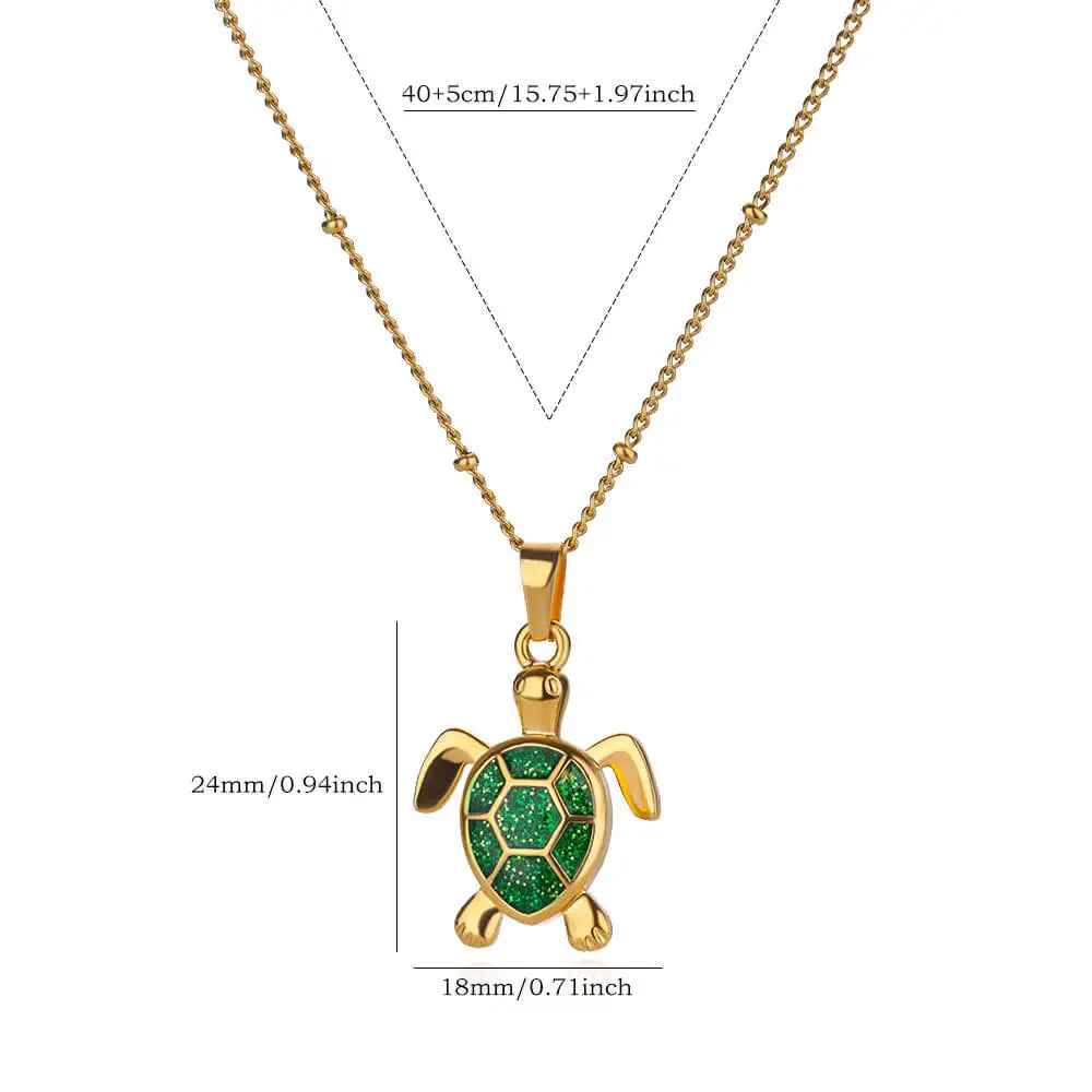 Cute Turtle Butterfly Pendant Necklace Stainless Steel Beads Chain Colored Charm Necklace Summer Beach Jewelry Gifts for Women mbzr