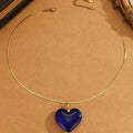 1pc Valentine's Day Stainless Steel Chain Glass Heart Pendant Necklace, Perfect for Gifting to Your Lover to Showcase the Spring Sunshine