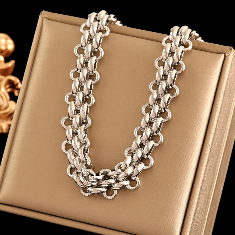 316L Stainless Steel Silver Color Heavy Cuban Chain Necklace For Women Men New Fashion Neck Chain Waterproof Jewelry