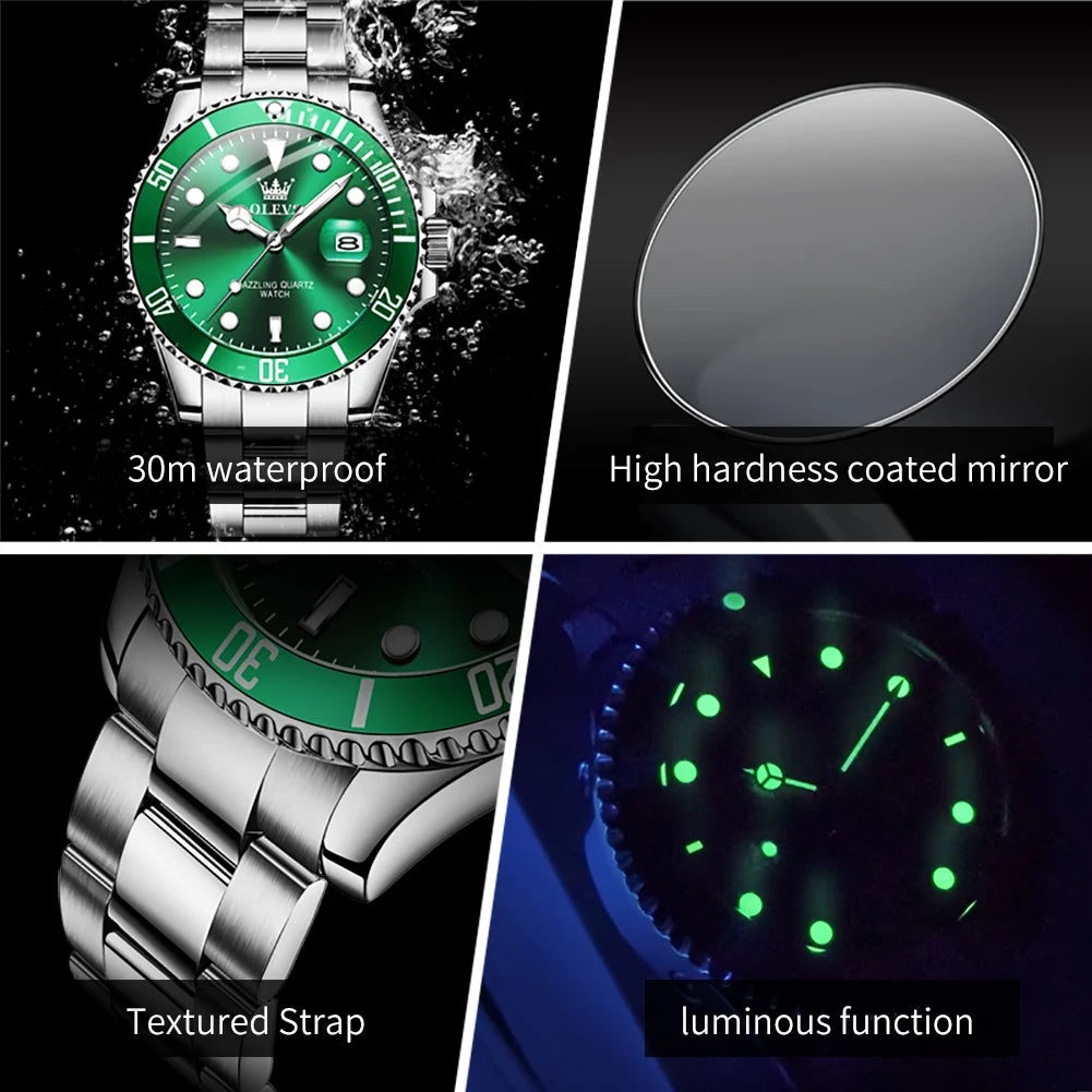 OLEVS 5885 Brand original authentic watches for man luxury Gift Box Steel band calendar quartz men's watch mbzr