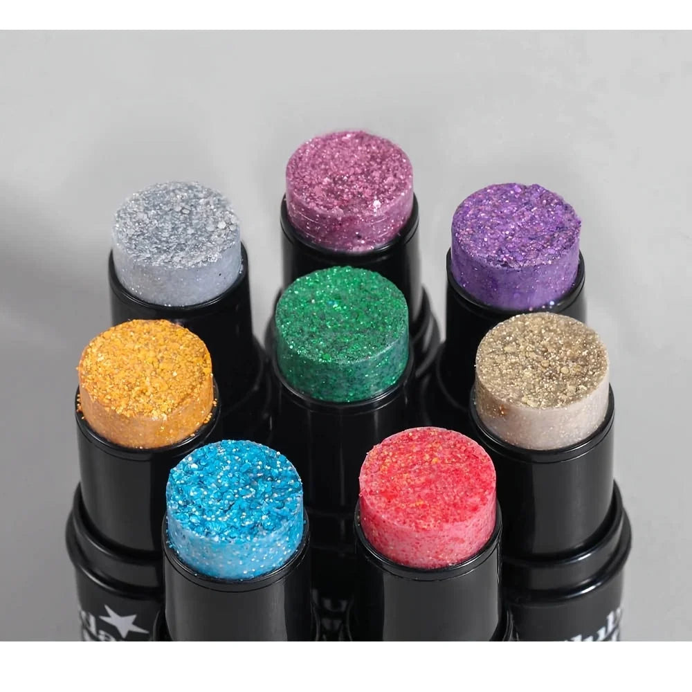 Multi-Use Glitter Stick for Face & Body – Shimmer Eyeshadow Highlighter Crayon, Holographic Makeup for Festival, Stage, mbzr