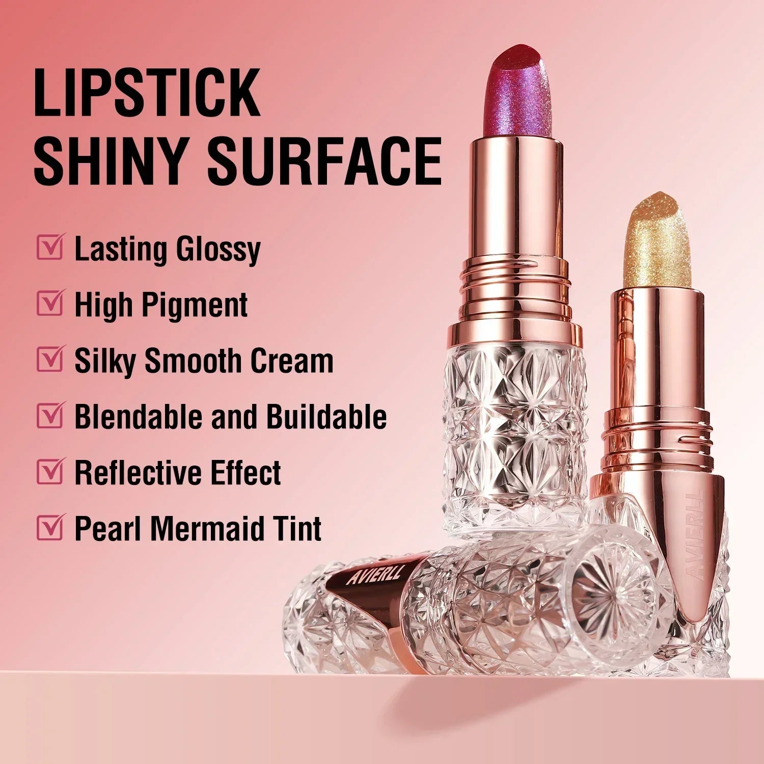 Quicksand Gold Lipstick Fine Glitter lipstick, Moisturizing Silky Mermaid Girl Pink, Long-Lasting Waterproof Grapefruit Orange mbzr