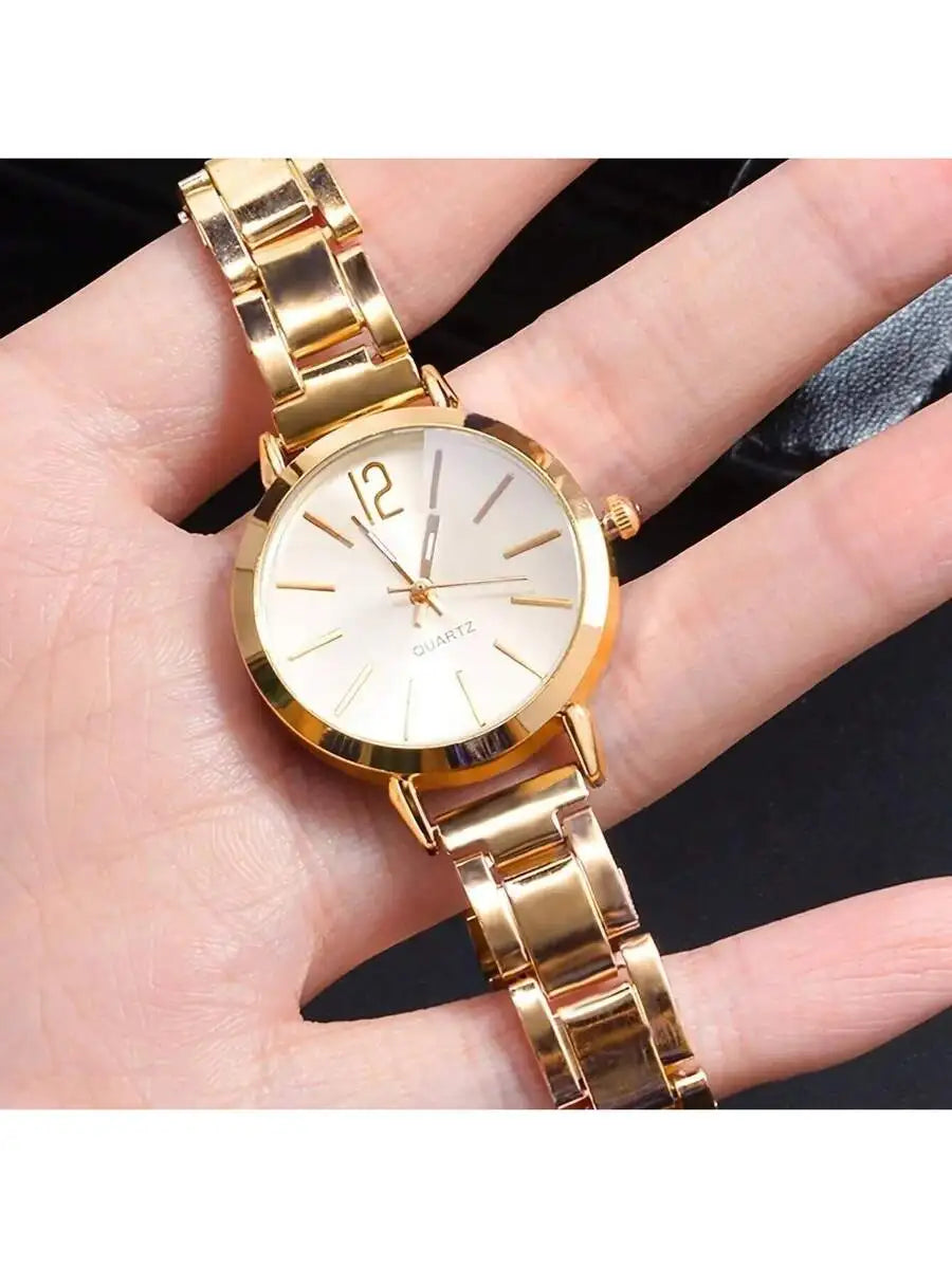 Luxury Gold Tone Women Quartz Watch Stainless Steel Bracelet Band mbzr