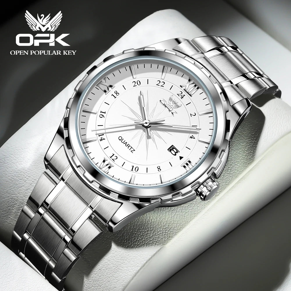 OPK Brand Steel Belt Dual Calendar Men's Quartz Watch 6003 mbzr